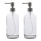 Contemporary Home Living Set of 2 Clear and Gray Glass Bottles with Pump Top 16oz.